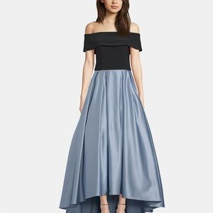 Betsy & Adam Women Off-The-Shoulder Satin Ballgown
